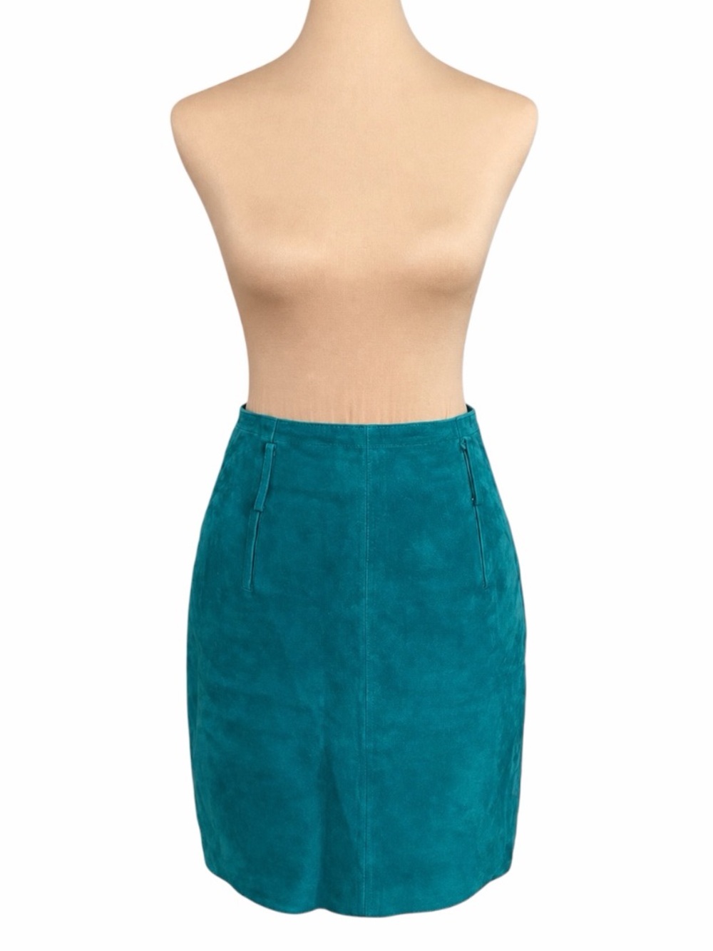 Vintage 90s Compagnie Internationale Express Teal Green 100% Leather Skirt size